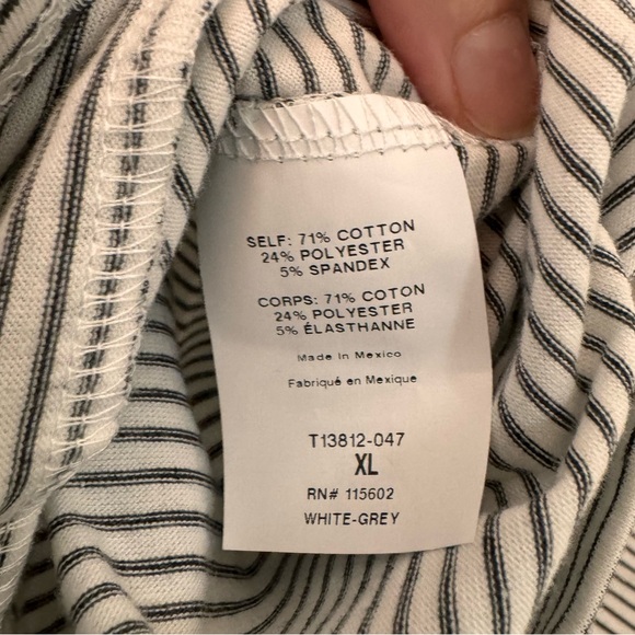 LUSH Tamara Cropped Knot Front Knit Tee, black & white striped, NWT size XL - Picture 10 of 13